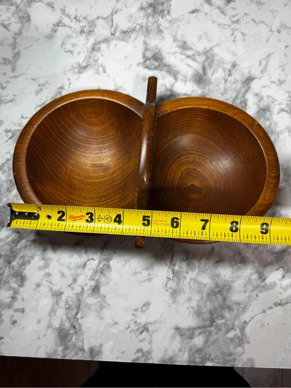 Lot of 2 Monkey Pod Light/Dark Wood Serving Bowls Tray